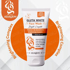Aizal Glow Gluta White Face Wash with Glutathione and Vitamin C for brighter, healthy-looking skin.