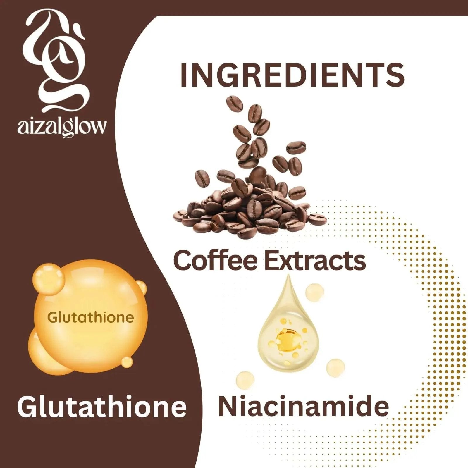 Aizal Glow Organic Coffee Face Wash –with Coffee Extract, Glutathione & Niacinamide - Aizal Glow