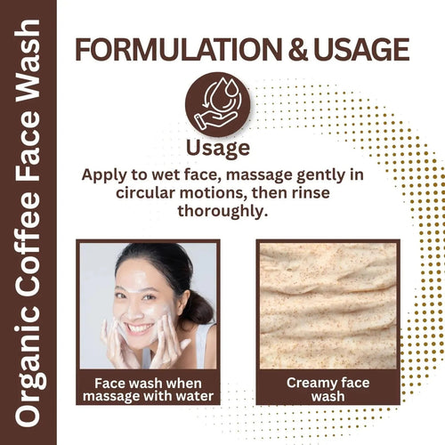 Aizal Glow Organic Coffee Face Wash –with Coffee Extract, Glutathione & Niacinamide - Aizal Glow