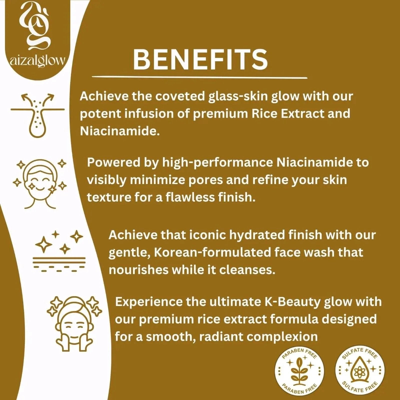Aizal Glow Rice Milk Face Wash | Rice Extract & Niacinamide Face Wash - Aizal Glow