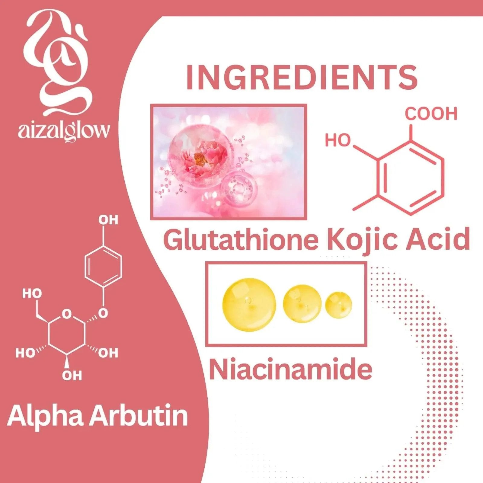 Aizal Glow Alpha Bright Face Wash | Alpha Arbutin, Kojic Acid, Glutathione & Niacinamide Face Wash for Dark Spots, Pigmentation - Aizal Glow